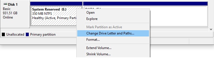 change drive letter
