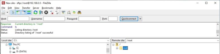 FileZilla connection