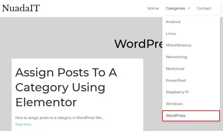 Wordpress menu